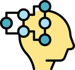 Poster - Expert mind icon outline vector. Consult cyber. Report company color flat