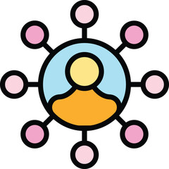 Poster - Chart expert icon outline vector. Cyber consult. Expertise work color flat