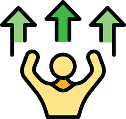 Poster - Expert grow icon outline vector. Business goal. Consult cyber color flat