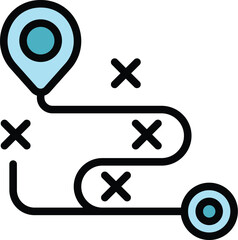Poster - Expert route icon outline vector. Business team. Consult chart color flat