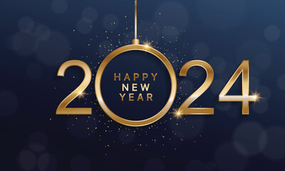 Wall Mural - 2024 Happy New Year Background Design. Greeting Card, Banner, Poster. Vector Illustration.