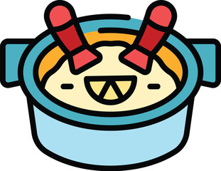 Sticker - Rice paella icon outline vector. Spanish food. Cooking cuisine color flat
