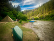 Family floating and camping River in Montana