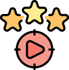 Poster - Video monetize raiting icon outline vector. Money profit. Funnel data color flat