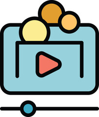 Poster - Player monetize icon outline vector. Video money. Database business color flat