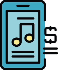 Poster - Music player icon outline vector. Money video. Data blog color flat
