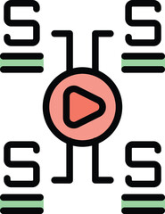 Poster - Monetize scheme icon outline vector. Video profit. Data blog color flat