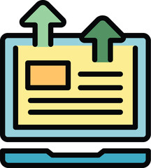 Poster - Upload pc laptop icon outline vector. Data business. Funnel data color flat