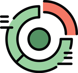 Poster - Pie chart monetize icon outline vector. Funnel data. Digital lead color flat