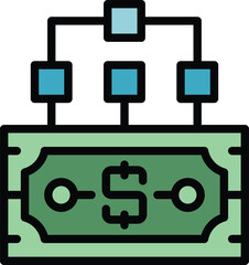 Poster - Cash monetize icon outline vector. Lead digital. Database business color flat