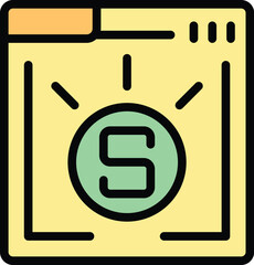 Poster - Web page lead icon outline vector. Video monetize. Audience profit color flat