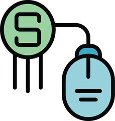 Poster - Mouse click button icon outline vector. Data blog. Database app color flat