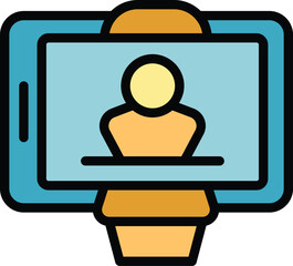 Poster - Blog phone icon outline vector. Data profit. Video app color flat
