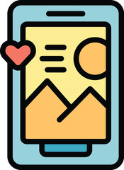 Poster - Smartphone app icon outline vector. Data profit. Content demand color flat