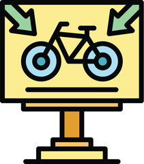 Sticker - Bicycle banner icon outline vector. Bike parking. Area lot color flat