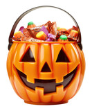 Trick or Treat Jack o Lantern Candy Bucket Isolated on Transparent Background
