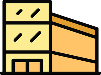 Poster - city building icon outline vector. business center. mall retail color flat