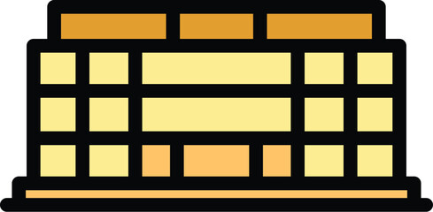 Poster - commercial building icon outline vector. city center. store centre color flat