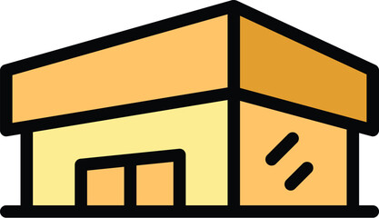 Poster - mall store icon outline vector. building center. modern centre color flat