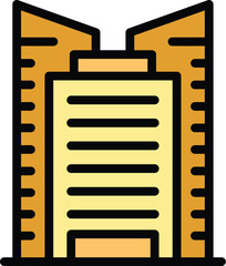 Poster - store building icon outline vector. modern city. shop corporate color flat