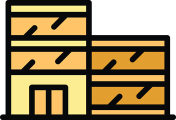 Poster - supermarket building icon outline vector. modern city. modern city color flat