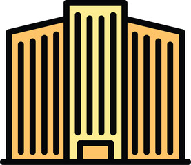 Poster - department building icon outline vector. modern center. business city color flat