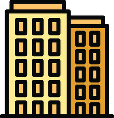 Poster - apartment building icon outline vector. city center. mall store color flat