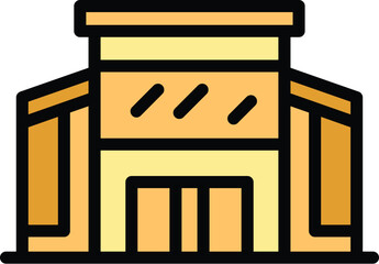 Poster - house building icon outline vector. city modern. store centre color flat