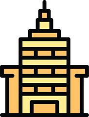 Poster - shop building icon outline vector. modern store. retail centre color flat