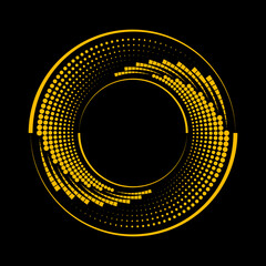Wall Mural - Yellow squares and dots in circle form. Segmented circle. Helix. Geometric art. Circular shape. Trendy design element for border frame, round logo, tattoo, sign, symbol, web pages, prints