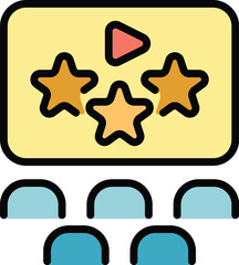 Poster - Cinema show icon outline vector. Film event. Place admission color flat