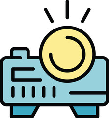 Poster - Movie projector icon outline vector. Cinema ticket. Event show color flat