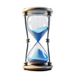 An hourglass with blue sand running through it