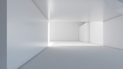 Poster - White open room with outdoor lighting., 3d rendering