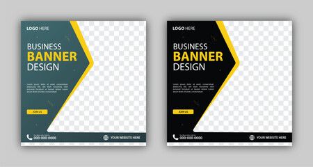 Set of Editable square business web banner design template background. Suitable for social media post, instagram story and web ads. Vector illustration with Space to add pictures modern Design.