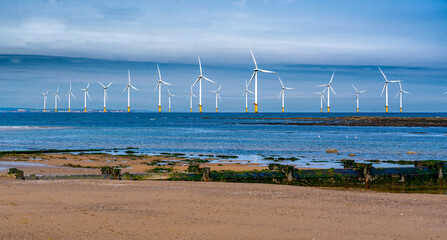 Wind Turbines, Beaches and Seaside Landscapes in the UK