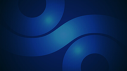Wall Mural - dark blue simple abstract background with lines in a curved style geometric style as the main elemen