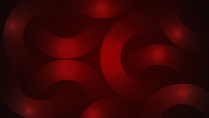 Poster - Dark red simple abstract background with lines in a curved style geometric style as the main element.