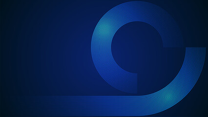 Wall Mural - dark blue simple abstract background with lines in a curved style geometric style as the main elemen