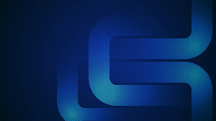 Poster - Dark blue simple abstract background with lines in a geometric style as the main element.