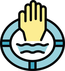 Sticker - Help water safety icon outline vector. Life jacket. Kid vest color flat