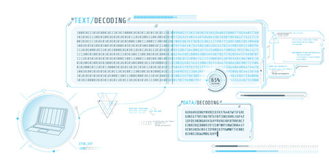 Wall Mural - Data decryption screen with text decoding window.