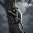 A monkey sleep in a tree Generative Ai