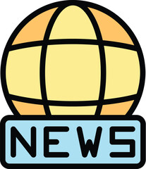 Poster - Global news icon outline vector. Media studio. Camera live color flat