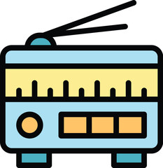 Poster - Radio news icon outline vector. Tv media. Camera report color flat