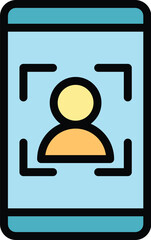 Poster - Phone reporter icon outline vector. Tv news. Media camera color flat