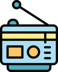 Poster - Radio reporter icon outline vector. Tv news. Media studio color flat