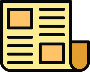 Poster - Newspaper icon outline vector. Media studio. Talk interview color flat