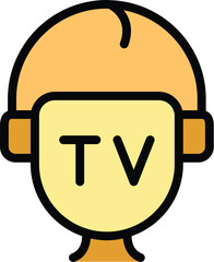 Poster - Tv reporter icon outline vector. News media. Talk show color flat