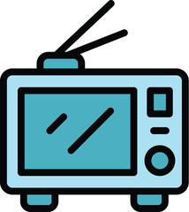 Poster - Tv watch icon outline vector. News media. Camera report color flat